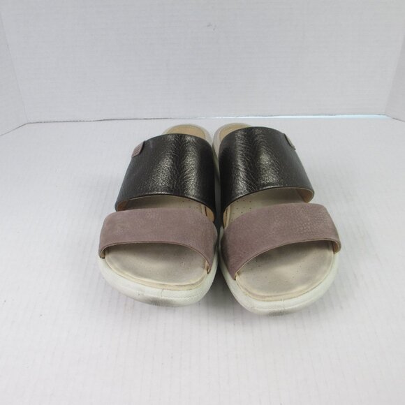 ECCO DAMARA II Slide Leather Flats Sandal Licorice/Deep Taupe 10 US/41 EU - Picture 3 of 9